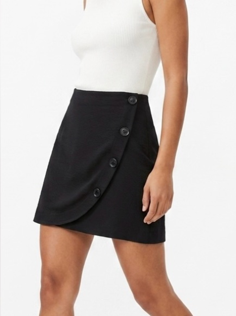 Maeve Anthropologie Black Button Asymmetric Wrap Mini Skirt Size XS
